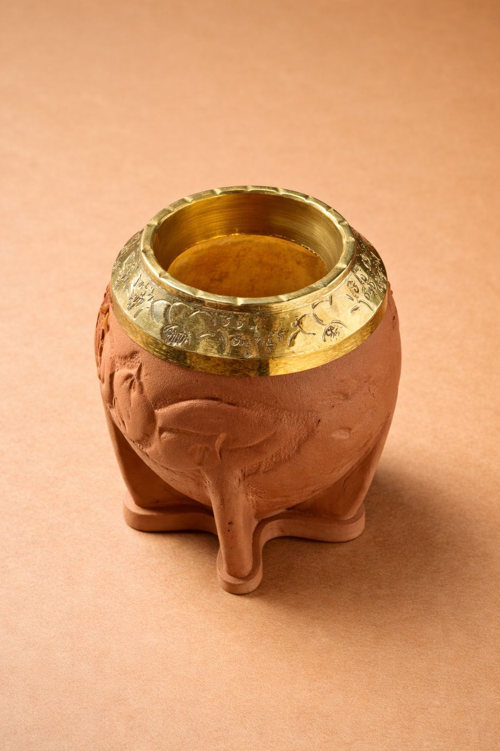 Torpedo Virola Bronce Cuero Natural — Vista superior